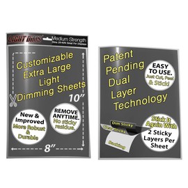 LightDims Customizable Dimming Sheets (2 Sheets) Medium Strength Dims 20-40% of Light, Extra Large Size 8”x10” Retail Packaging