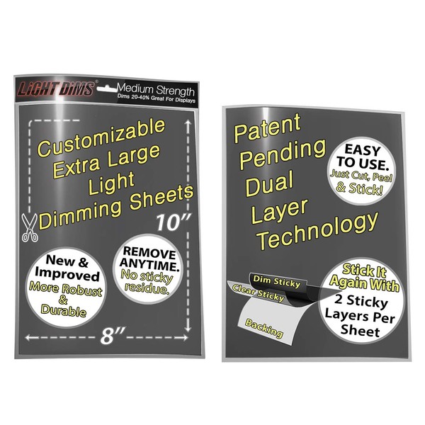 LightDims Customizable Dimming Sheets (2 Sheets) Medium Strength Dims 20-40%