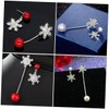 FOMIYES 2Pairs Elegant Snowflake Tassel Pearl Earrings Asymmetrical Chic Ear