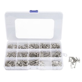 840Pcs Bolts Nuts Assortment Kit Metric M2.5 Assorted Cap Hex Head Screw Stainless Steel with Flat Washers
