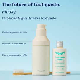Mighty Refillable Toothpaste Starter Kit, Sandstone Dispenser 50ml