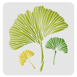 FINGERINSPIRE Ginkgo Leaf Stencil 30 x 30 cm Plastic Gingko Leaves Drawing Painting Stencils Sets for Painting, Baking, Crafts, Walls, Furniture