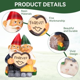 Garden Gnomes Funny,Gnome Couple in Love with Heart shaped Forever Outdoor Funny Garden Gnomes Decoration Statue 4.7×2.8×5.7in Women Men Funny Garden Ornaments for Home Garden Patio Lawn