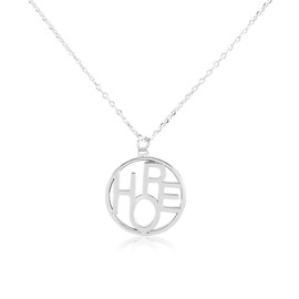 RIAH FASHION Inspirational Message Pendant Necklace - Christian Religious Engraved Words Infinity, Hexagon Charm Chain Hope, Love, Faith, Blessed Gift Jewelry (Dainty Pendant Necklace - Hope Silver)