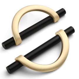 Amerdeco 10 Pack Black Brushed Gold Cabinet Pulls 5 Inch(128MM) Hole Centers Kitchen Cabinet Handles Hardware Kitchen Handles for Cabinets Cupboard Handles Drawer Pulls…