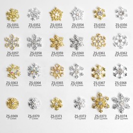 COOSLIM 3D Christmas Nail Art Charms for Acrylic Nails Snowflake Nail Rhinestones with Gems Rhinestones Gold Silver Nail Accessories Metal Nail Art Supplies Winter Holiday Nail Decorations(32PCS)