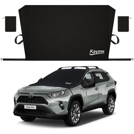 kayme Car Windscreen Cover for Summer, Windshield Cover Frost Sun UV Rain Resistant, Car Screen Cover, Front Window Protector Anti UV Guard Universal Fit Saloon SUV Hatchback.（205 x 145 cm)