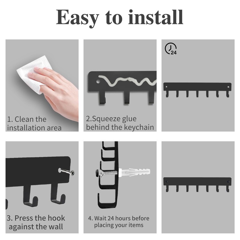 2 Pack Key Holder for Wall, Key Hooks with 7