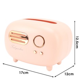 Tissue Box Plastic Retro 17 x 12 x12 cm Radio Shape Rectangular Cover Vintage Tissue Box Holder Minimalist for Bathroom Living Room Bedroom Nightstand Desk Table(Pink)