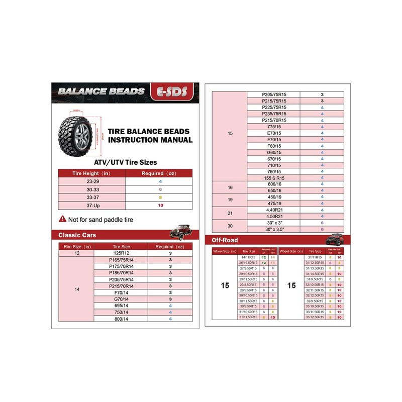 E-SDS Tire Balance Beads 4 oz x 4, Tire Beads