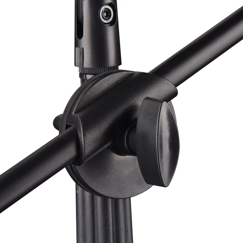 Black Mic Stand with Boom Arm Dual Microphone Holder Model