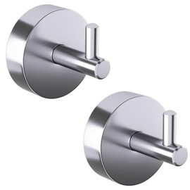 QNIIAED 2 Pack Towel Hooks for Bathrooms,Stainless Steel Door Hook Screw in for Coat Robe(Chrome)