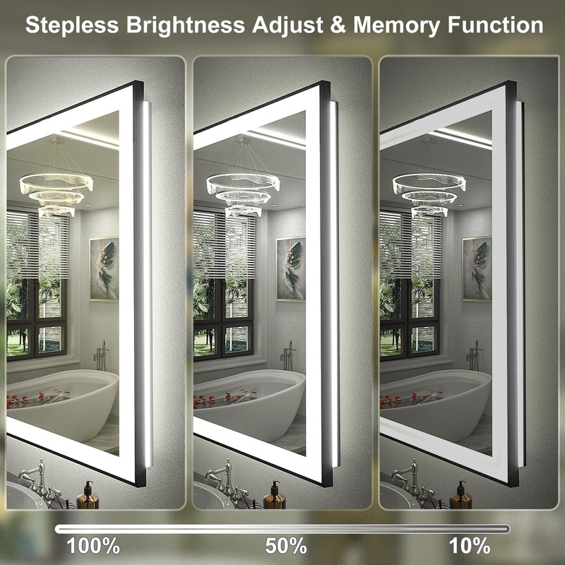 CHARMOR Framed LED Lighted Bathroom Mirror 24x32, Dimmable Vanity Mirror