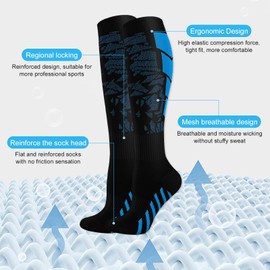 6-Pack Compression Socks for Women & Men,Elastic Support Stockings, GraduatedSupport, Medical Compression Socks, Non-Slip Breathable Flight Socks, Ideal for Running, Sports, Travel