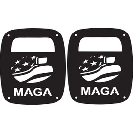 JeepTails USA American Flag MAGA Tail lamp Light Covers Compatible with Jeep CJ or YJ and TJ Wranglers Black Set of 2
