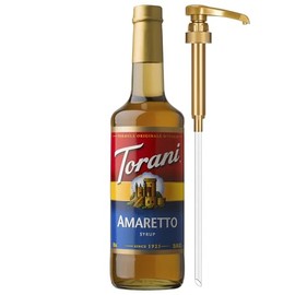 Torani Coffee Syrup, Amaretto Flavoring for Drinks, Glass Bottle with Pump Included, 25.4 Fl Oz