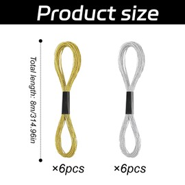 12 Pcs Gold Thread,Multi-purpose and durable Gold Embroidery Thread,Soft and smooth Silver Embroidery Thread,Gold thread embroidery polyester thread for DIY crafts embroidery thread crafts