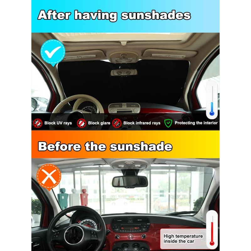 Car sun visor suitable for Fiat 500 2010-2024, car windscreen