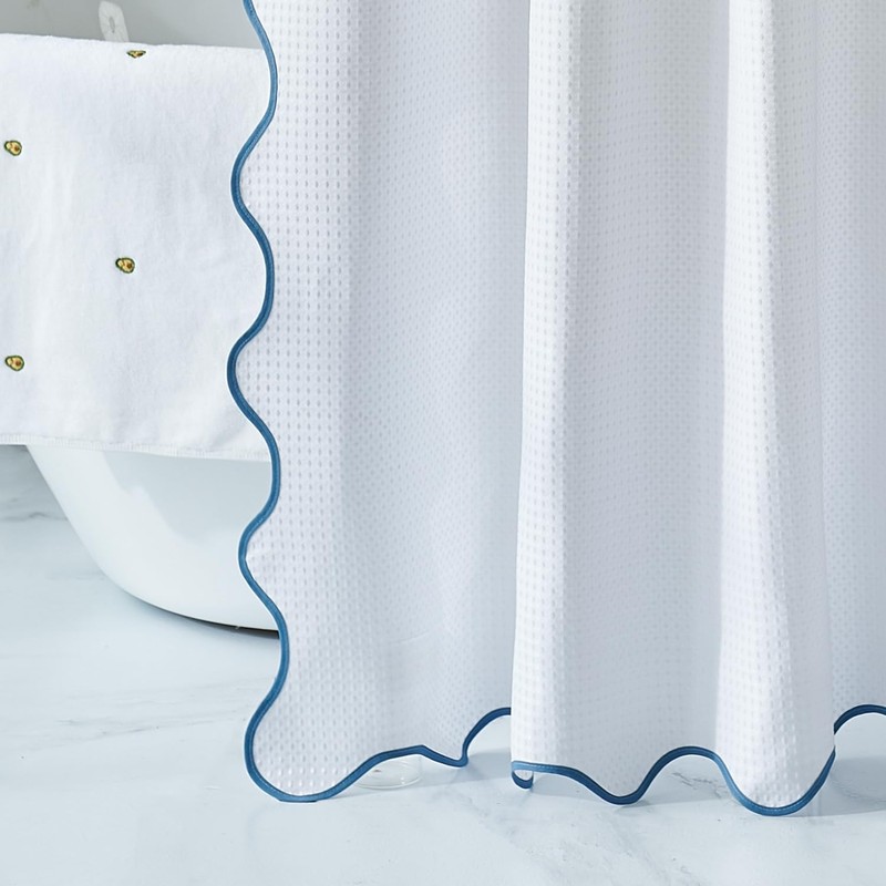 youngseahome Waffle Weave 230GSM Heavy Duty Fabric with Water Blue