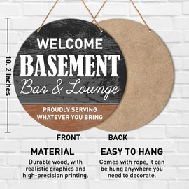 Welcome Door Sign, Pub & Lounge Hanging Sign Decor for Home Bar, Man Cave, Kitchen, Housewarming Gift for Beer Lover