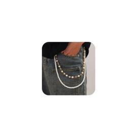 Auiremrti Multilayer Trouser Wallet Chain for Men and Women, Trendy Vintage Flower Pearl Rhinestone Purse Chain, Dainty Fashion, Street Jeans, Jewellery, Clothing Accessories