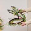 AOMOONOA Easter Bunny Spring Wreath for Front Door, Lighted Easter
