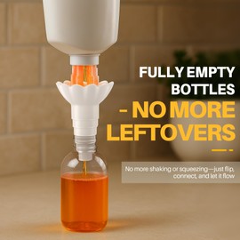 Enhon 2 Pack Universal Bottle Funnel Emptying Kit Style Funnel Liquid Transfer Connector for Soap, Shampoo, Lotion, Conditioner, and Bathroom Use Reusable Adapter, No More Waste – Patent Pending