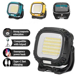 New Multifunctional Work Light Portable Handheld LED Strong Light Long Endurance Outdoor Emergency Light Strong Magnetic Tape Hook (W892-2-Black)