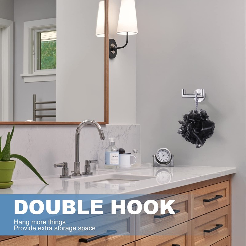 ALEASHA Shower Towel Hook Brushed Nickel, Stainless Steel Towel Hanger,