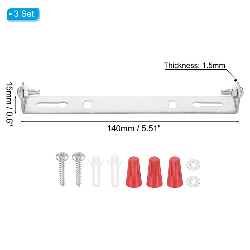 PATIKIL 140mm (5.5") Universal Light Fixture Mounting Bracket Kit, 3