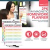 SOL 2pk A4 Homework Planner with 2pk Pens Magnetic Whiteboard
