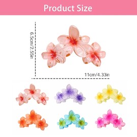 Exsbtay Pack of 6 Flower Hair Clips, Hawaii Hair Clip for Women, Flower Hair Clip, Large Claw Clips for Thick Hair, for Washing Face, Makeup, Cooking, Bathing, Party, Travel, Work