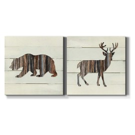 Renditions Gallery Woodland Bear and Deer Wall Art, Premium Gallery Wrapped Canvas Decor, Ready to Hang, 10 in H x 10 in W, Made in America Print (AZS-WC25-S207-2S-1010-MK)