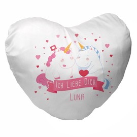 Heart Cushion With Names Luna and Unicorn Cuddle Pillow A Heart For Lovers Valentine's Day/Valentine's Day Gift
