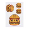 4 x 'Kawaii Cheeseburger' Temporary Tattoos - Water Resistant, Skin-Safe,