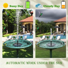Honche 2 Pack Solar Water Fountain for Bird Bath, Upgrade 1.5W Solar Powered Bird Bath Pump with 6 Nozzles, Solar Powered Water Fountain Pump for Bird Bath, Garden, Pond, Pool, Outdoor, Black