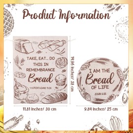 Blosssound Bible Themes Reusable Linen Bread Bag for Homemade Bread Sourdough with Bowl Proofing Cover Christian TPU Lining Storage Bag for Homemade Baking Pastry Supplies