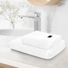 LUXTOGO Single Towel 50 x 100 cm - Oeko-Tex, 100% Ringspun Cotton, Twist Yarn, Super Absorbent, Soft, Quick-Drying, Hotel Quality (Pack of 1, White)