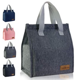 Lunch Bags for Women Men, Insulated Lunch Bag with Touch Fastener, Large Lunch Box Container, Reusable Leakproof Tote for Work, Office, School, Beach, Picnic or Travel (Grey)