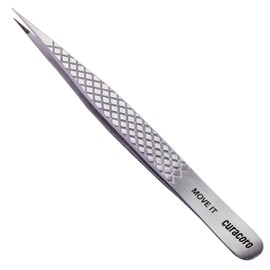 Curacoro Lash Tweezer - Professional & Precision Fiber Tip Grip Lash Tweezers for Eyelash Extensions, Multi Shapes & Purposes Tweezers for Volume, Isolation & Classic Lashes (Silver, Move It)