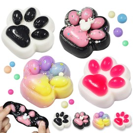 4pcs Cat Squishy Paw Cat Paw Squishy Toys Cute Squishies Sensory Mochi Toys Colorful Fidget Toys for Party Favors Fidget Gifts for Adults Kids