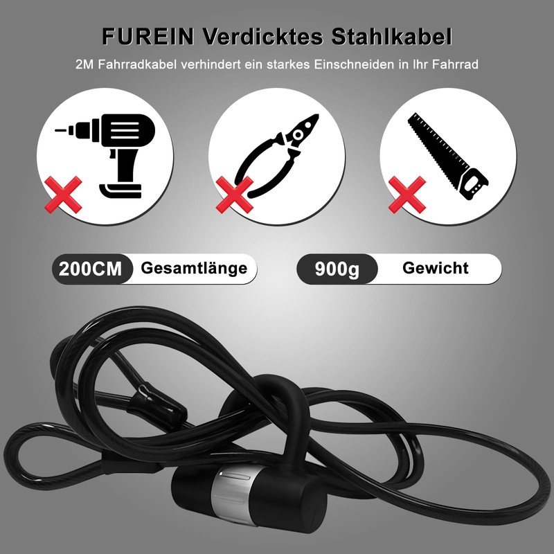 E Scooter Lock with Bag, 47.24 inches/14 mm Thick Cable