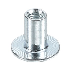 sourcing map M6 T-nuts, 50pcs Carbon Steel Tee Nut Round Base Weld Nuts 15mm Height Through Hole Flange Insert Female Thread Plate Nuts, Silver