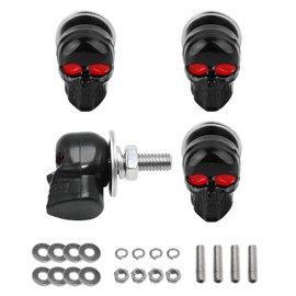 JUSTTOP 4PCS Car License Plate Screws Fastener Kit, Skull License Plate Bolts Tag Fasteners Decorative Kit, 3D Skeleton Cool License Plate Frame Bolts Fit Car Truck Motorcycle (Black)