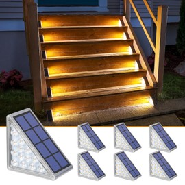 NIORSUN 6 Pack Solar Step Lights for Outside, Waterproof IP67 Solar Stair Lights Outdoor - Auto On/Off, Warm White, Steps, Stairs, Deck, Patio, Yard, Porch, Front Door, Sidewalk, Garden Decor