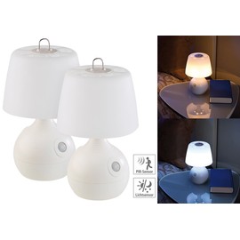 Lunartec Wireless Bedside Lamp: Set of 2 LED Table Lamps, PIR & Light Sensor, Warm & Daylight White (LED Bedside Lamp Wireless, Bedside Lamp with Sensor, Motion Sensor)