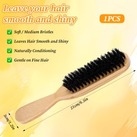 WLLHYF Slick Back Hair Brush Boar Bristle Soft/Medium HairBrush for Thin Fine Hair Smoothing Hairbrush for Polishing Deepening Styling Sleeks Ponytails/Buns
