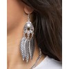 Jessica Simpson Three Feather Dangle Earrings for Women, Oxidized Silver-Tone