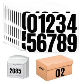 4 Inch Mailbox Number Stickers 12 Sheets Black Number Stickers, Large Self-Adhesive Vinyl House Numbers for Mailboxes, Cars, Doors, Trash Cans, Outdoor Signs, Address Labels
