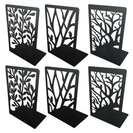 ZACHMEST Bookends, 3 Pair Book Ends for Shelves, Tree Book Holders for Shelf Decoration Metal Heavy Duty Bookend for Heavy Books, Book Divider Decorative Holder, Book Stopper for Home Office School